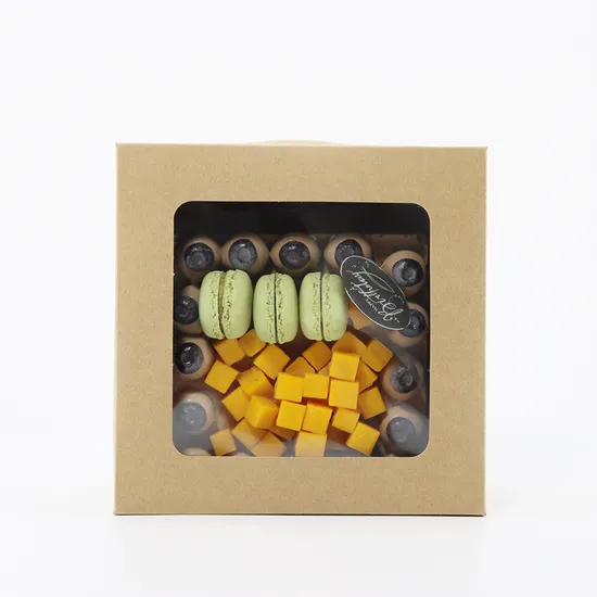 Factory Cheap Wholesale Custom Food Grade Disposable Eco-Friendly Degradable Eco-Friendly Kraft Paper Package Cake Snack Lunch Box with Window