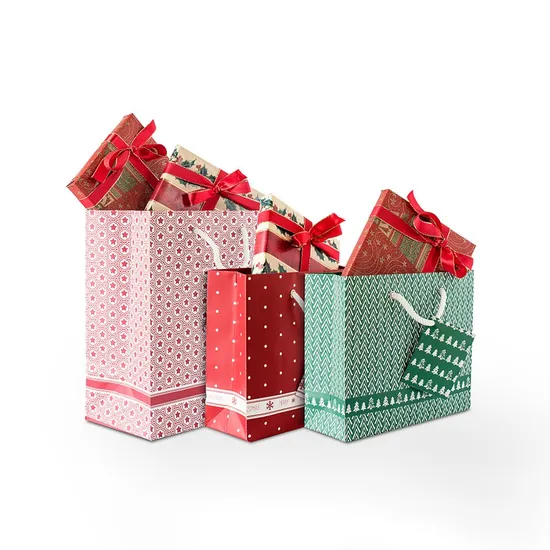 Factory Wholesale Custom Print Luxury Degradable Packaging Shopping Christmas Gift Kraft Cardboard Paper Bag with Handle