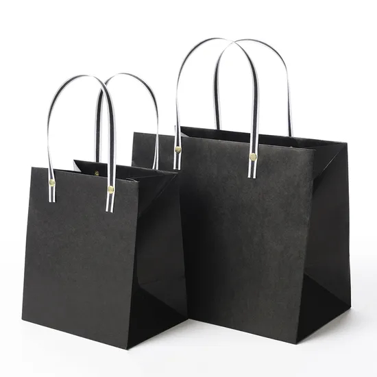 Wholesale Custom Printing Luxury Personalized Degradable Packaging Button Shopping Gift Kraft Cardboard Paper Bag with Handle