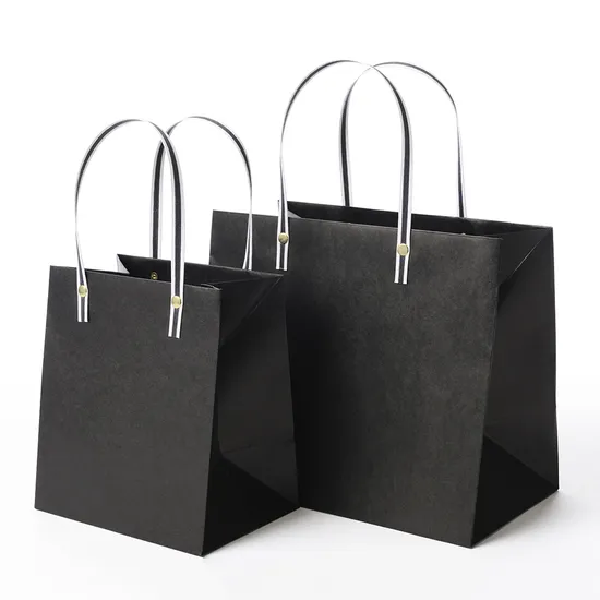 Wholesale Custom Printing Luxury Personalized Degradable Packaging Button Shopping Gift Kraft Cardboard Paper Bag with Handle