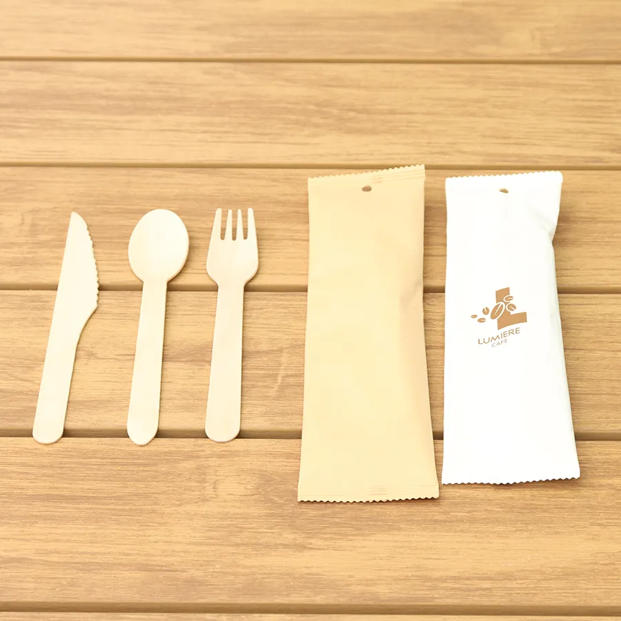 Factory Wholesale Custom Food Grade Disposable Recyclable Eco-Friendly Spoon Fork Plastic Wooden Paper Cutlery