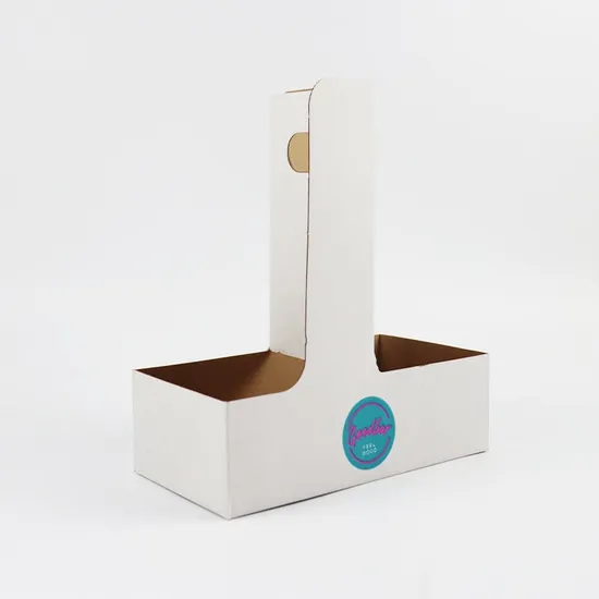 Wholesale Custom Printing Logo Disposable Biodegradable Recyclable Takeaway Brown Paper Coffee Cup Carriers with Portable Handle