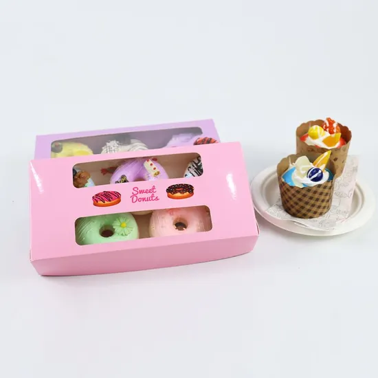 Custom Biodegradable Folding Paper Cardboard Packing Wholesale Cake Biscuit Cookie Donut Box Cake Packaging Box