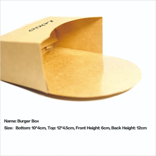 Custom Disposable Food Grade Foldable Cardboard Hamburger Packaging Paper Burger Box Hamburger Box