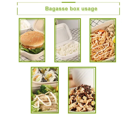 Factory Wholesale Customized Degradable Food Grade Disposable Takeaway Kraft Paper Cardboard Bagasse Burger Box