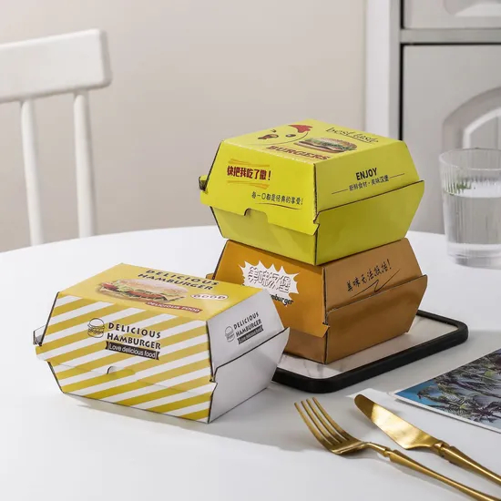 Factory Cheap Customized Food Grade Disposable Affordable Takeaway Fried Chips Chicken Snack Food Lunch Packaging Corrugated White Cardboard Paper Burger Box