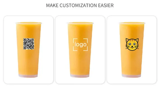 Cheap Wholesale Eco-Friendly Disposable Custom Juice Cup Plastic Storage Packaging Bubble Milk Tea Juice Disposable Clear Plastic Cold Drink Cup with Lid