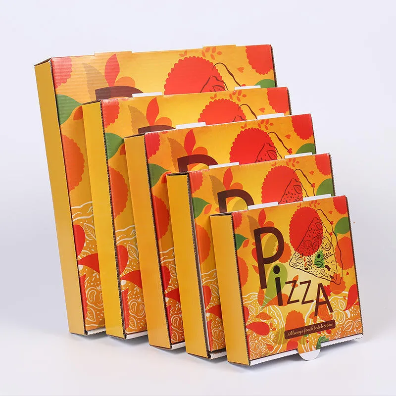 China Factory Wholesale Customized Printing High-Quality All Size Color Kraft Paper Corrugated Food Grade Degradable Packaging Pizza Box with Logo