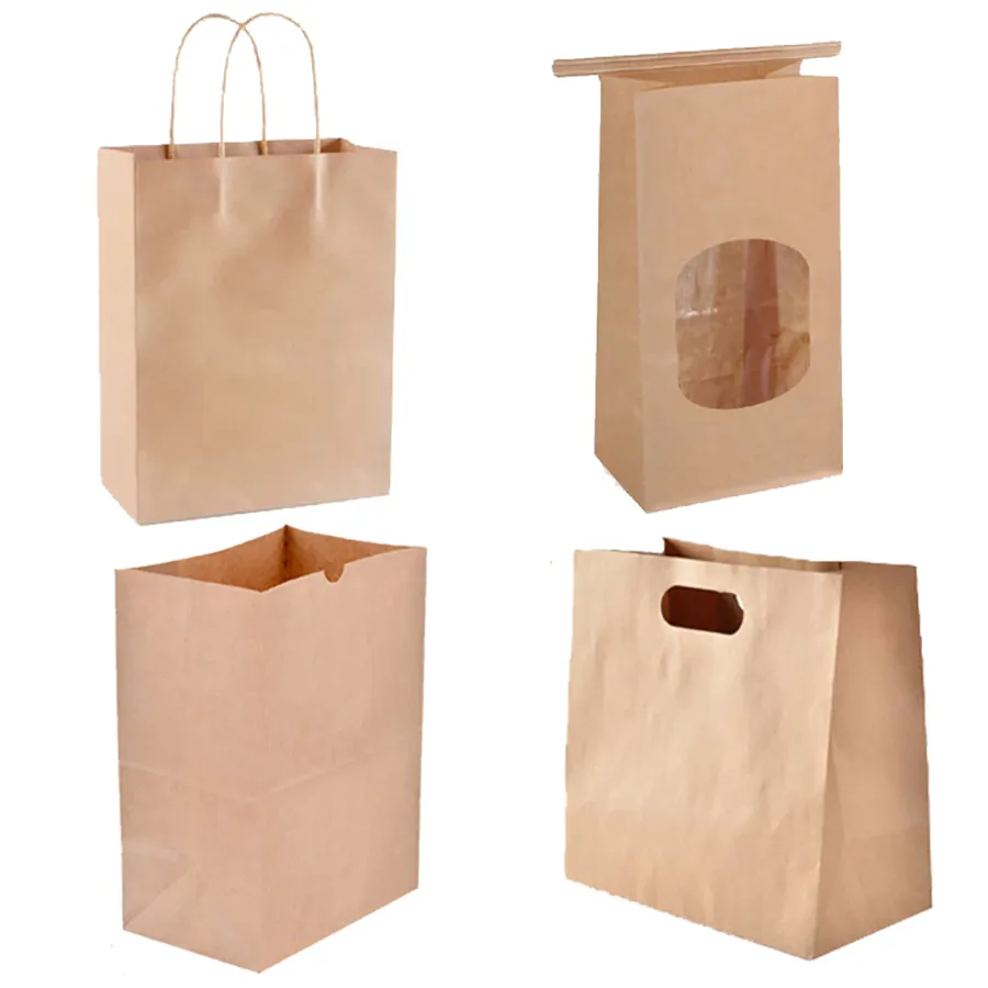 Wholesale Custom Printing Luxury Personalized Beautiful Degradable Eco-Friendly Packaging Shopping Gift Kraft Cardboard Food Packaging Paper Bag with Handle