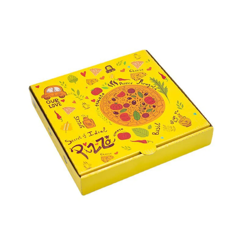 Custom Logo Portable Thick Recycled Corrugated Delivery Baking Pizza Box Takeaway Packaging Pizza Box