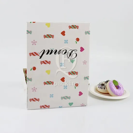 Factory Cheap Customized Printed Logo Size Food Grade Doughnut Wholesale Disposable Biodegradable Bakery Food Delivery Packing Macaron Paper Cake Cardboard Box