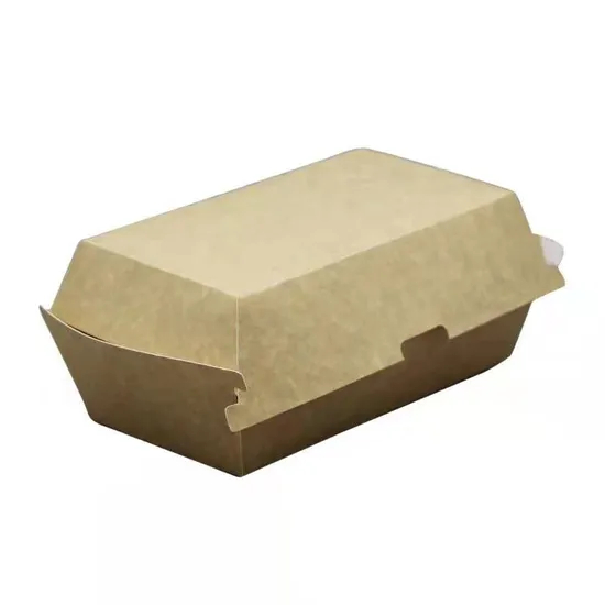 Factory Customized Food Grade Rectangular Square Disposable Takeaway French Fries Chips Fried Chicken Popcorn Snack Food Packaging Corrugated Paper Burger Box
