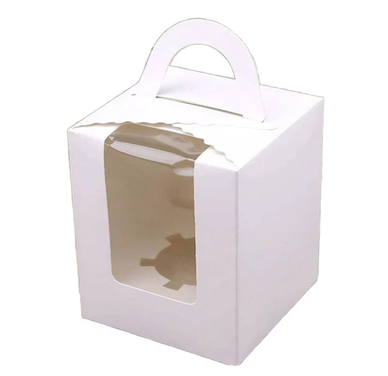 Factory Customized Printed Logo Food Grade Paper Doughnut Wholesale Size Disposable Bakery Packaging Macaron Cake Packaging Cardboard Box with Portable Handle