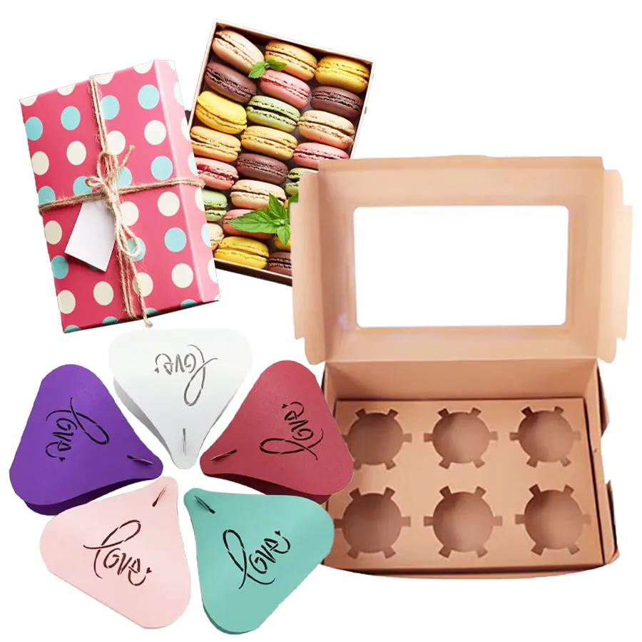 Custom Biodegradable Cake Packaging Paper Box with Handle Cake Box