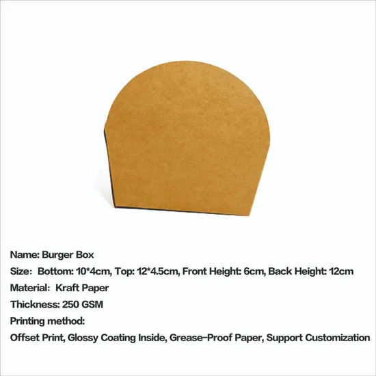 5inch Factory Quality Colorful Printing Food Grade Container Hamburger Paper Boxes