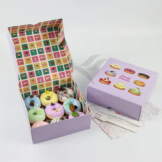 Factory Direct Sale Wholesale Personalized Luxury Customized Printed Logo Size Food Grade Disposable Packaging Macaron Cake Doughnut Sweet Cardboard Box