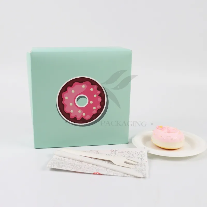 Factory Direct Sale Wholesale Personalized Luxury Customized Printed Logo Size Food Grade Disposable Packaging Macaron Cake Doughnut Sweet Cardboard Box