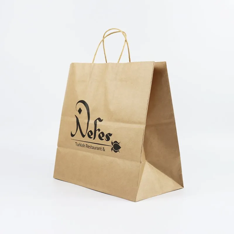 Factory Wholesale Custom Print Luxury Personalized Degradable Recyclable Shopping Gift Food Arts Crafts Packaging Kraft Cardboard Paper Bag with Portable Handle