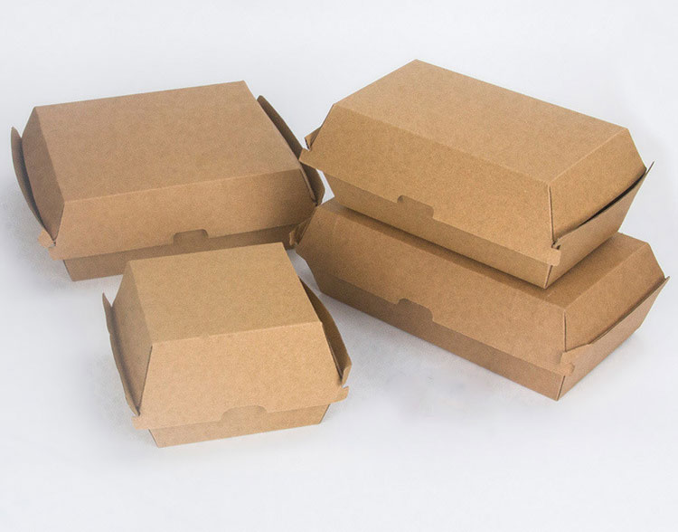 Factory Wholesale Biodegradable Food Grade Disposable Takeaway Lunch Fries Hamburger Box Packaging Custom Print Packing Cardboard Paper Burger Box