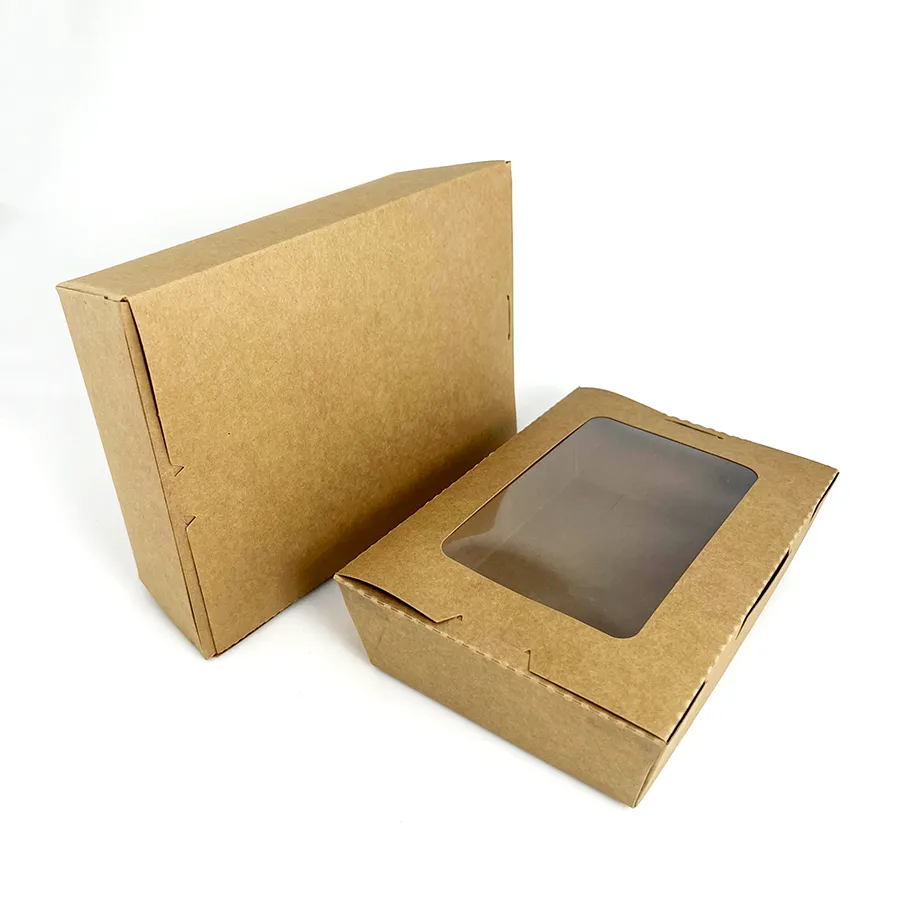 Wholesale Eco Friendly Fried Chicken Sushi Fast Lunch Paper Box Chip Box Packing Box for Food with Window Fast Food Container