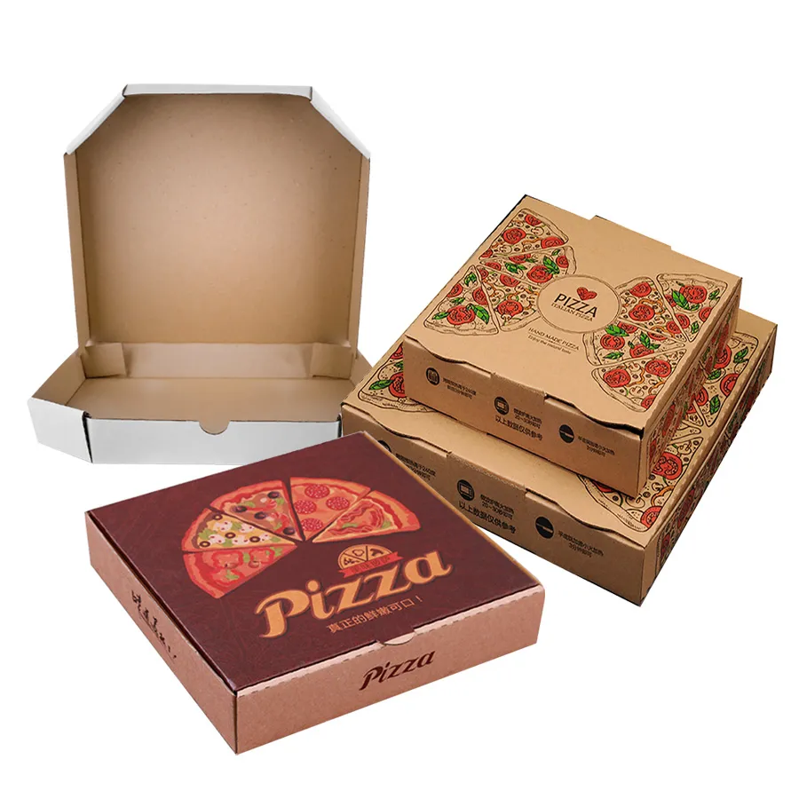 Sales Wholesale Price Food Packaging Custom Printed Hexagon Pizza Box Cardboard Different Sizes Pizza Boxes with Logo