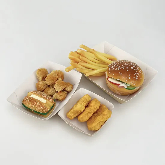 Customized Disposable Eco Takeaway Food Box Fried Chicken Shop Snack Platter Boat Shaped Food Box