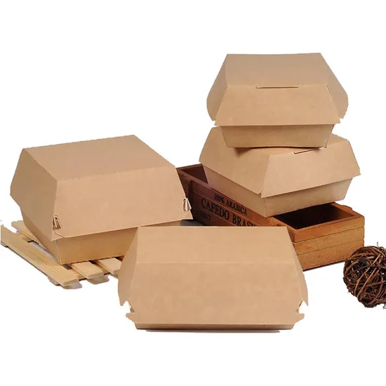 New Design Biodegradable Paper Box for Burger Kraft Paper Burger Box Personalized Burger Box