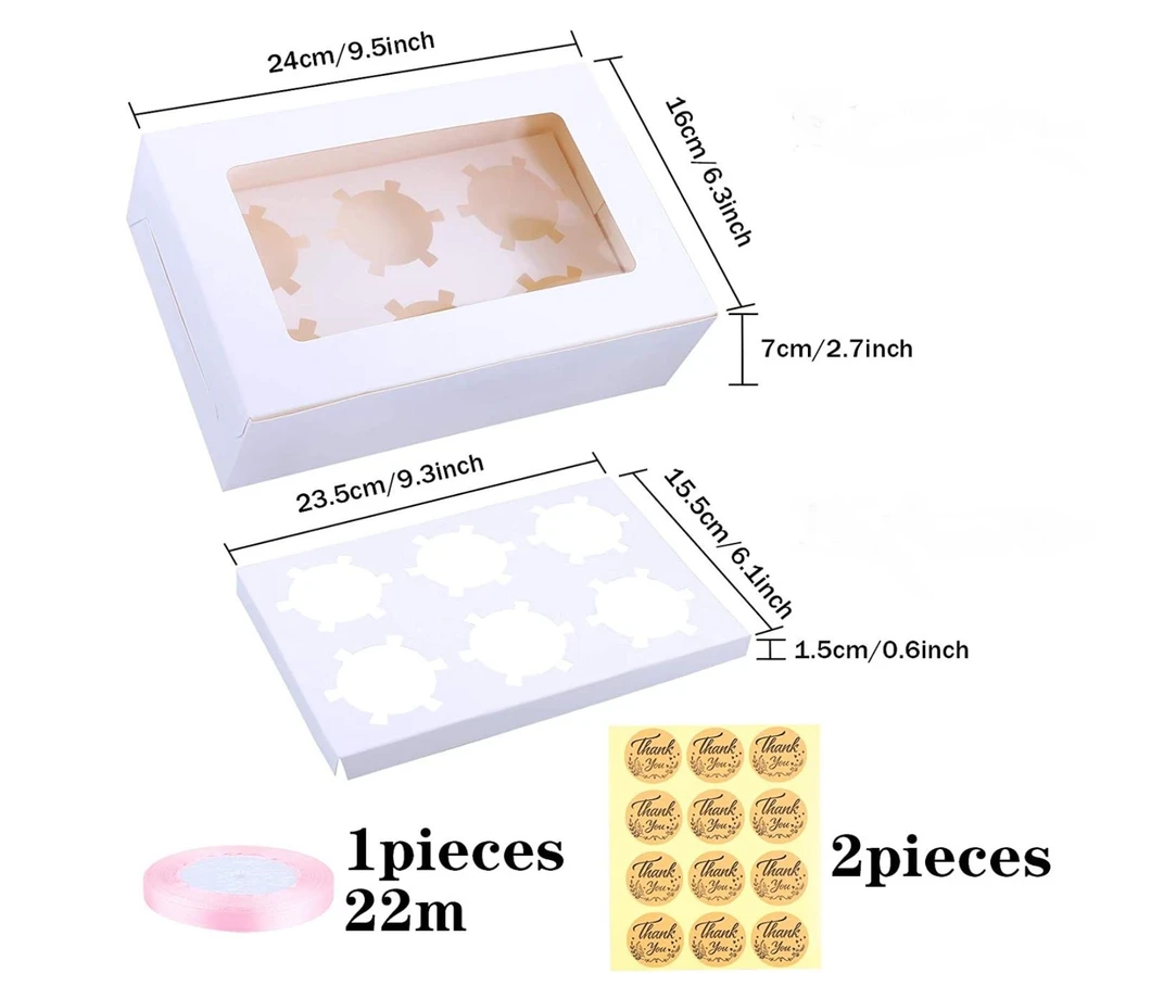 Kraft Paper Cake Box 12 4 6 8 12 24 Holes with Transparent Window Cup Cake Boxes