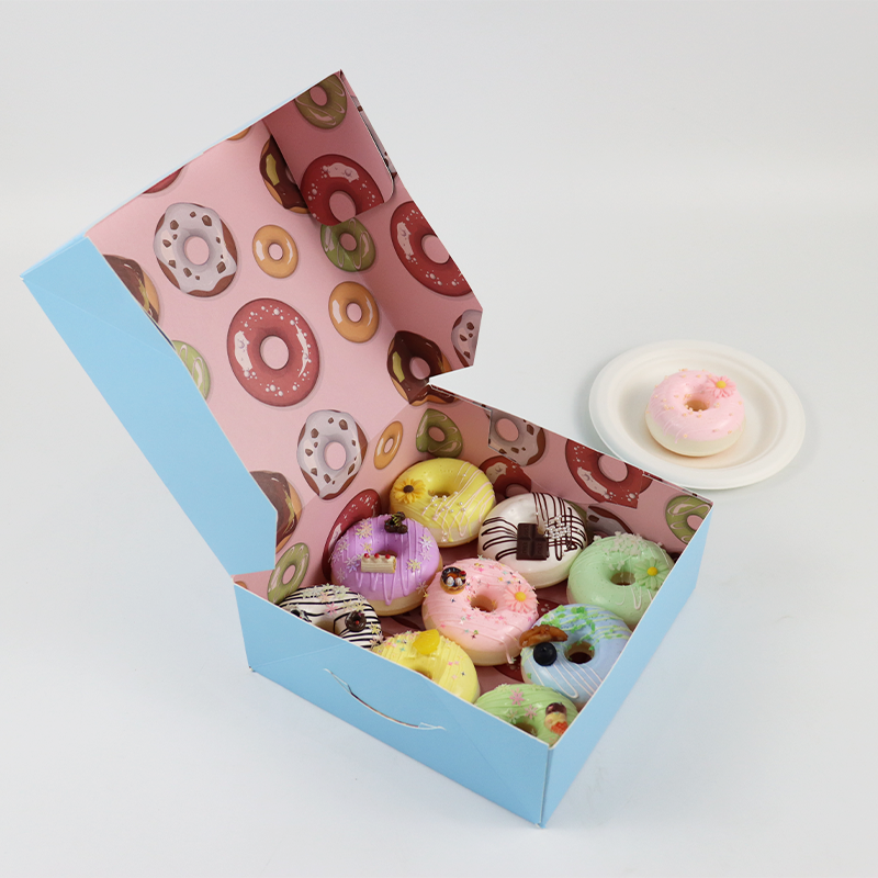 Custom Donut Dessert Paper Box White Cardboard Puff Packaging Box Bakery Sushi Cake Mochi Paper Packing Boxes