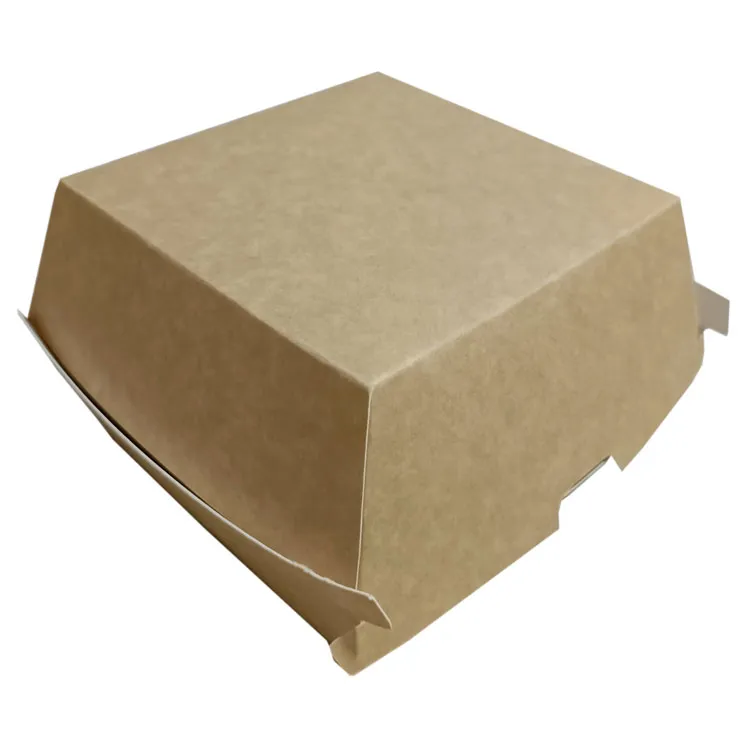 Wholesale Kraft Box Custom Print Kraft Paper Fast Food Fried Box for Hamburger Hamburger Boxes Packing Box
