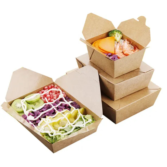 Wholesale Custom Printing Fast Food Take Away Box Disposable Kraft Paper Meal Box