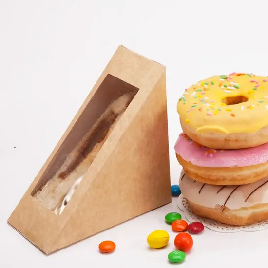 Kraft Paper with Logo Printing Triangle Cake Box Mousse Cut Cake Packaging Box Sandwich Pastry Slice Packing Box