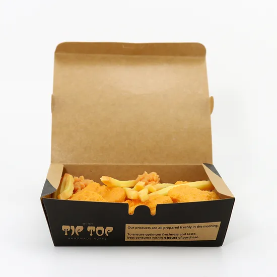 Disposable Take Away Package Snack Container Kraft Lunch Paper Box Restaurant Salad Box for Fast Food with Slots
