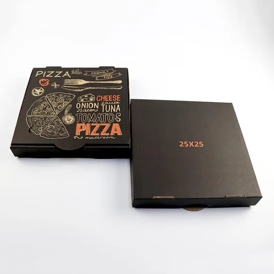 Wholesale 9 10 12 14 16 18 Inch Food Package Carton Supplier Custom Design Printed Black Pizza Boxes with Logo