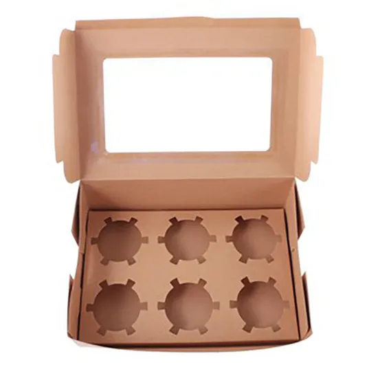 Wholesale Custom Food Grade Hold 12 4 6 12 Hole Standard Bakery Carrier Box Cupcake Box with Window