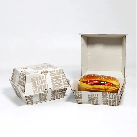 Wholesale High Quality Custom Disposable Food Grade Cardboard Hamburger Packaging Box