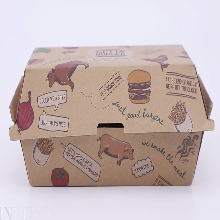 Waterproof and Oilproof Corrugated Burger Box Kraft Burger Meal Boxes New Design Burger Box