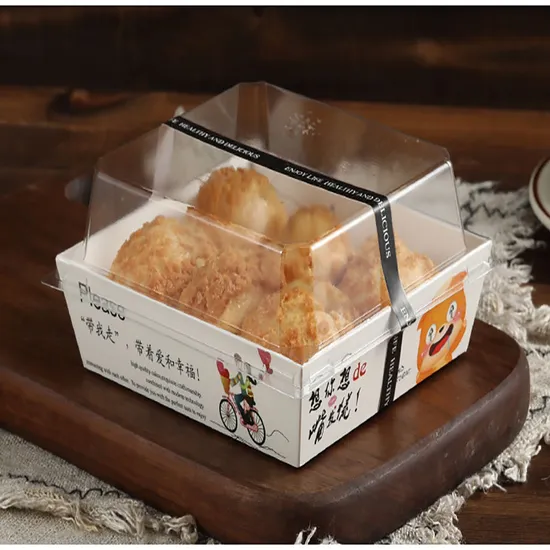 Custom Kraft Paper Sandwich Box Custom Logo Slice Cake &Sandwich Packaging Box with Pet Lid