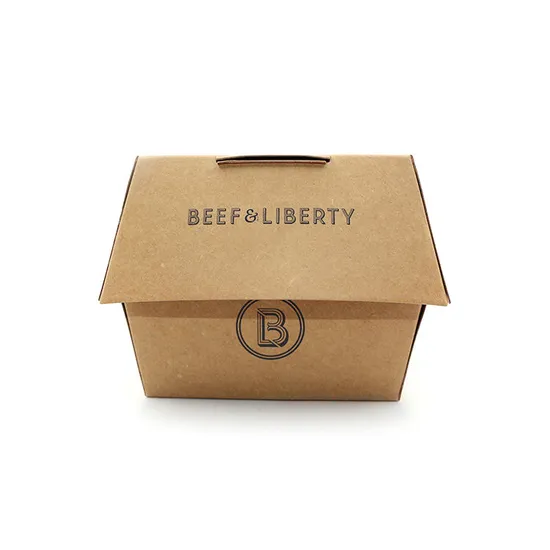 Custom Eco Fast Food Hamburger Takeaway Biodegradable Kraft Box Disposable Printed