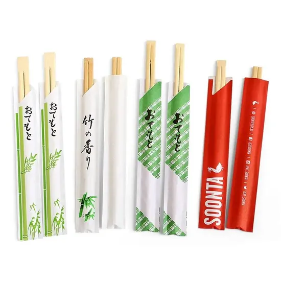 Custom Disposable Eco Friendly Chopsticks Round Bamboo Chopsticks with Paper Bag or Plastic Package