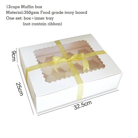 Biodegradable Customized Size Cake Paper Boxes Cup Cake Box with Window for Baking Cake Shop Box
