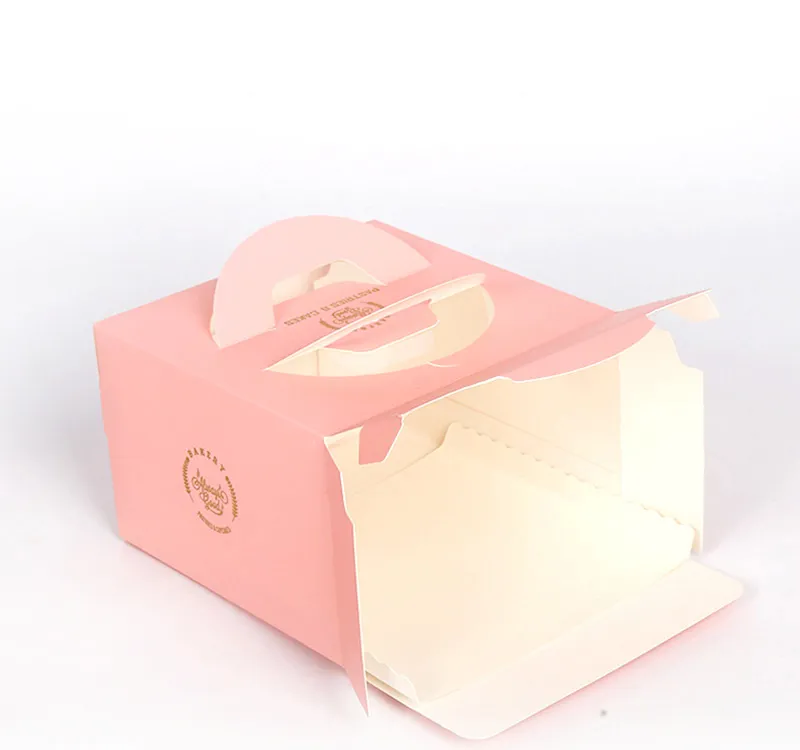 Wholesale Custom Simple Square Birthday Cake Paper Cake Box Black with Handle Recyclable