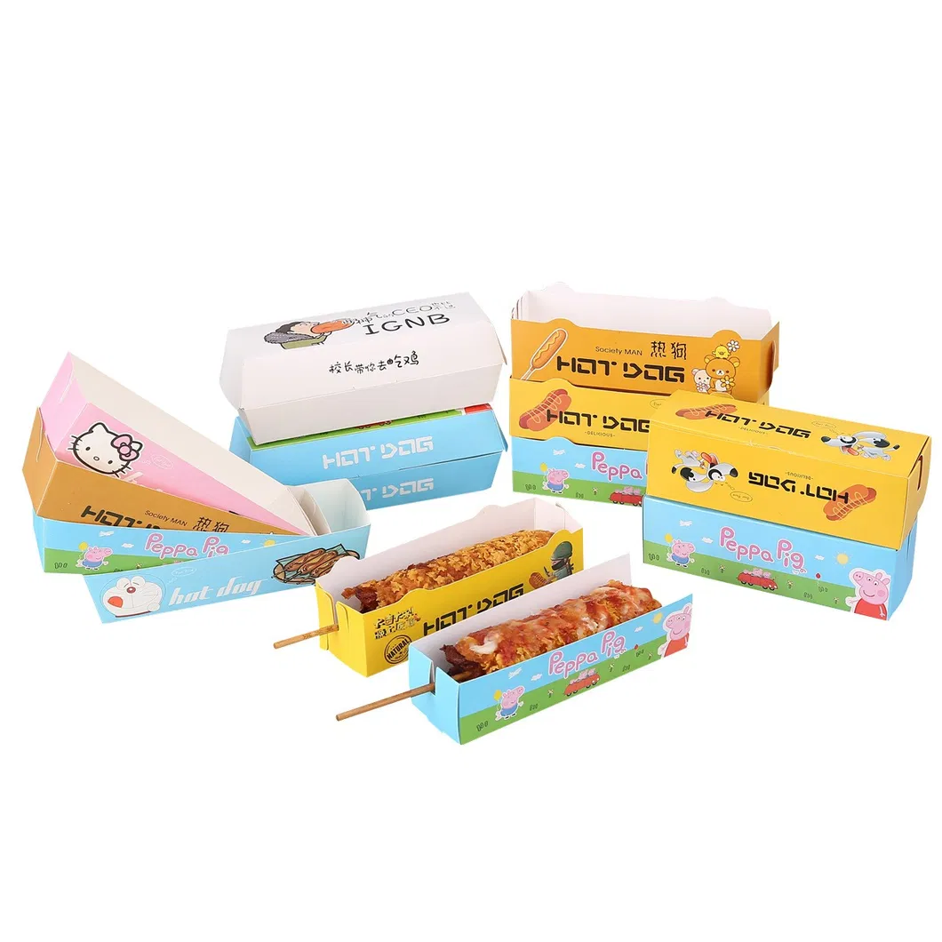 Customized Food Packaging Custom Paper Packaging Fast Food Box Hot Dog Paper Holder