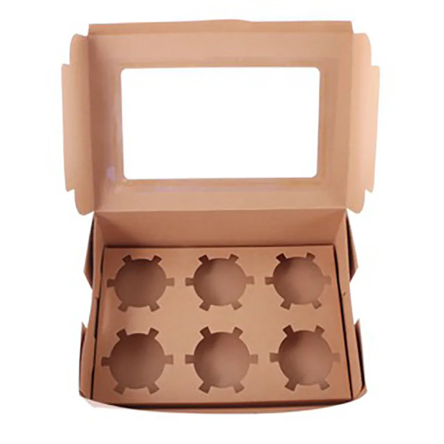 White Paper Bakery Box Square Cardboard Disposable Packaging Cake Box with Window