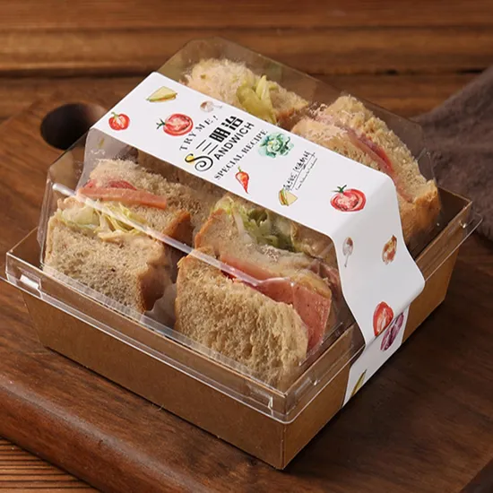 Disposable Custom Printing Boxes for Sandwich Take out Lunch Box Sandwich Box Manufacturers