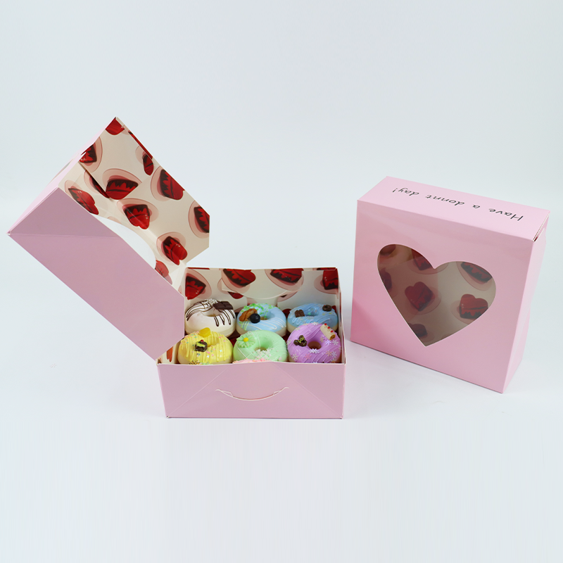 Custom Transparent Paper Package with Logo for Donut Chocolate Cookie Packaging Box