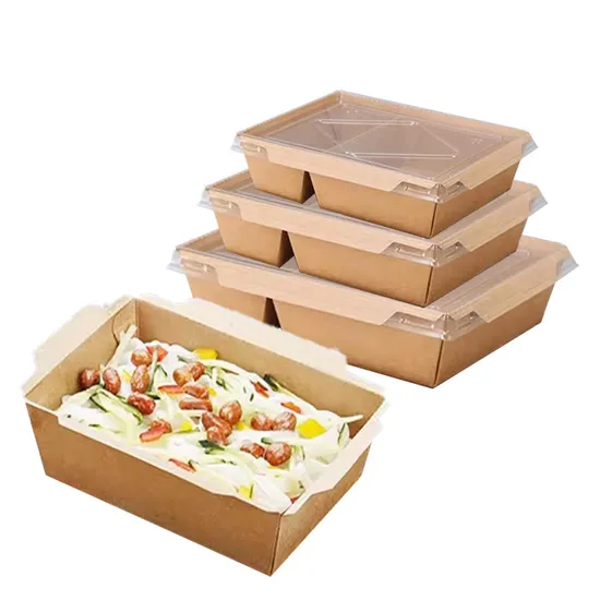 Disposable Kraft Paper Lunch Box Rectangular Paper Bowl Degradation Lunch Box Light Food Meal Protection to-Go Box