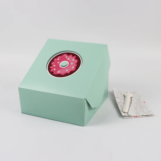 Cardboard Kraft Paper Bakery Packing Cake Box Handle Tall Box for Cake Donut Macarron Desert Box