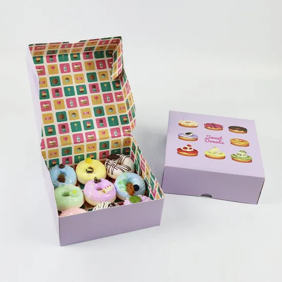 Factory Wholesale Custom Printing Luxury Takeaway Food Grade Sweet Pastry Dessert Cookies Donut Packaging Box