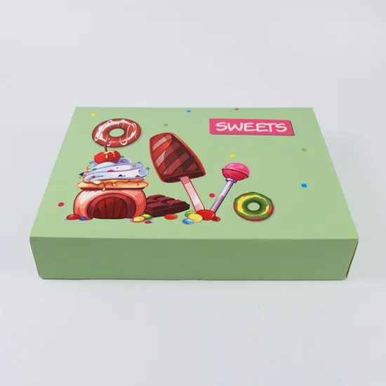 Wholesale Custom Disposable Doughnut Cake Food Packing Paper Box with Handle Cake Box